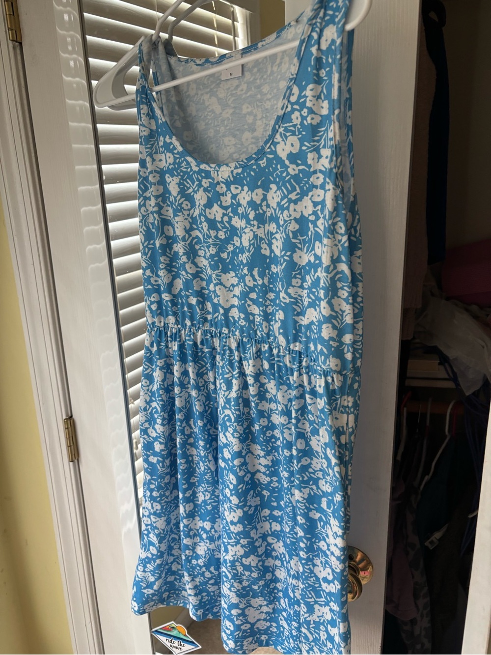 Amazon Blue and White Floral Sleeveless Summer Dress